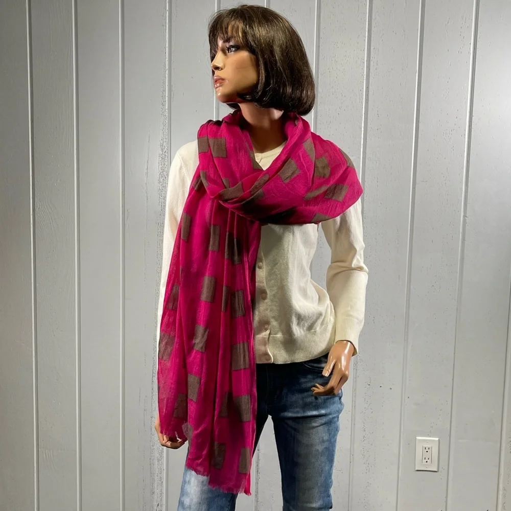 *Silk Route Fashion Fuchsia & Brown Shawl